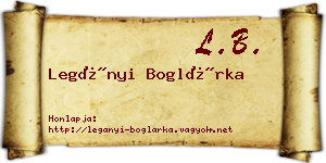 Legányi Boglárka névjegykártya